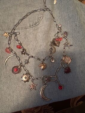 Free People Silver-Tone Multi Charm Necklace